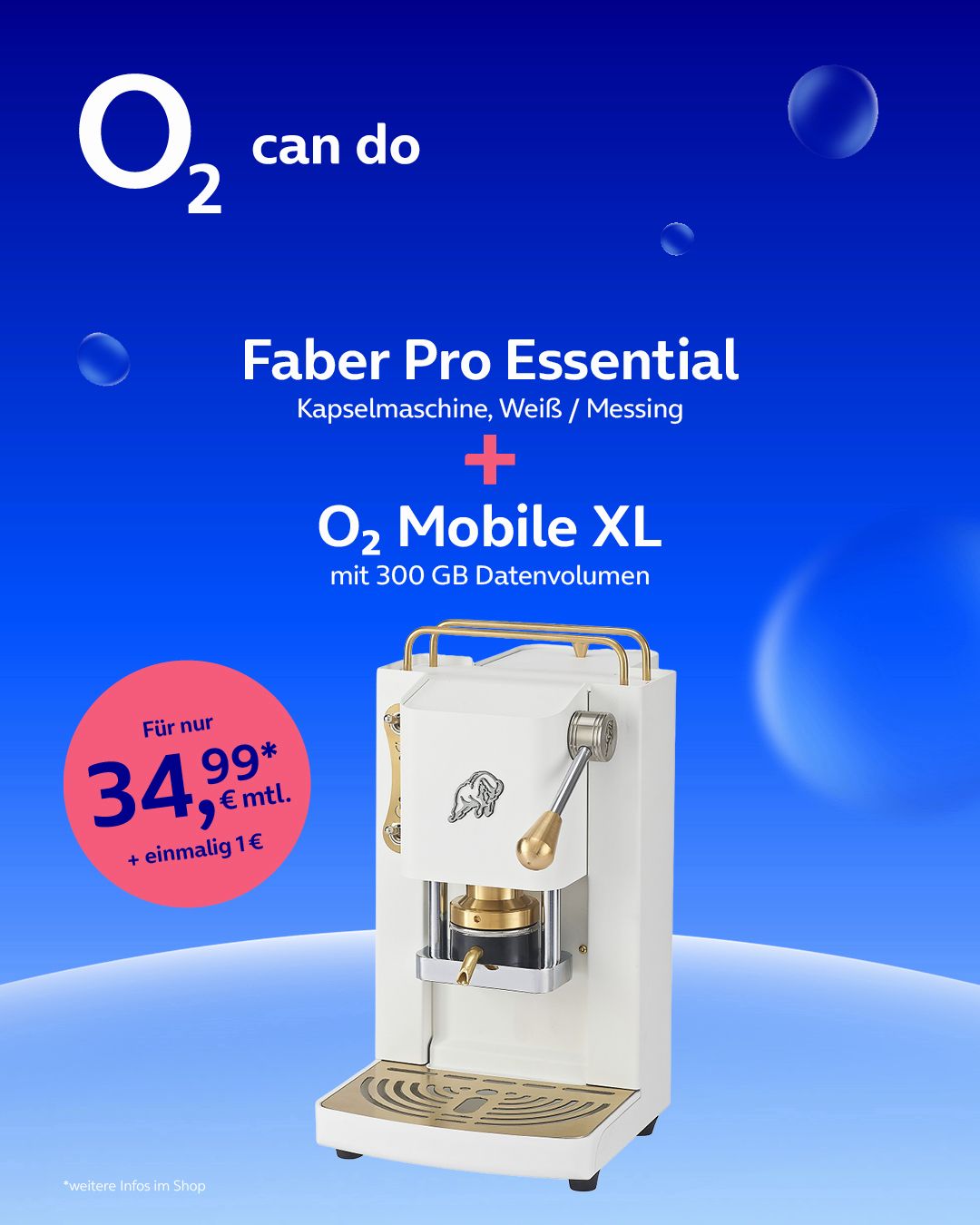 Faber Pro Essential Kapselmaschine + o2 Mobile XL Bundle